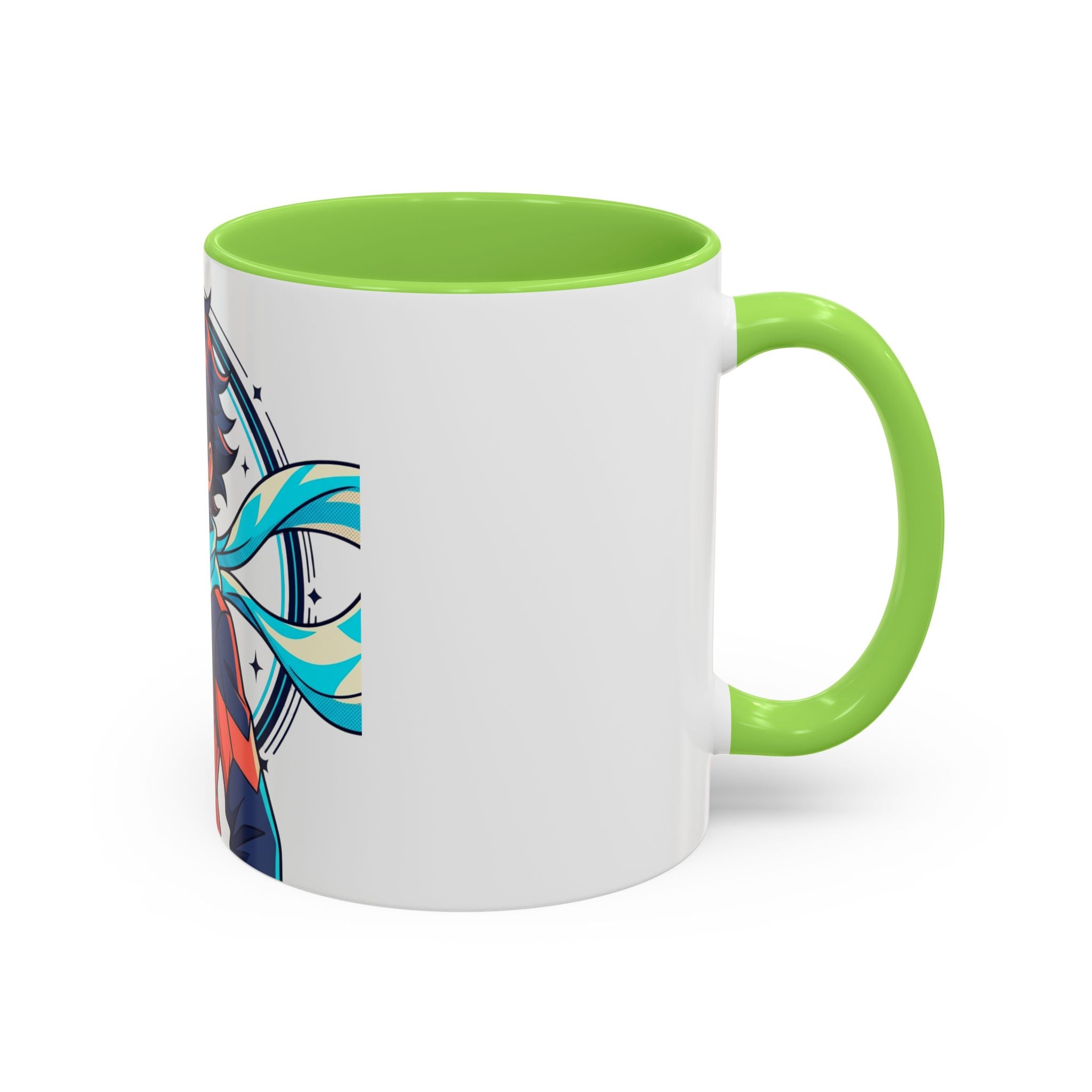 Anime Boy Character Mug — Colorful 11oz/15oz Coffee Cup with Scarfed Hero Design